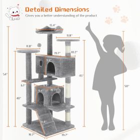 54 -Cat Tree Tower - Multi-level With Sisal Grab Post, Indoor Apartment With Ladder, Plush Toys, Rest And Play