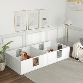 Two Rooms Design Dog Whelping Box with Washable Pee Pad, Adjustable Door, for Large Breed Dogs, 96" x 47" x 19"