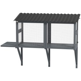 Wooden Cat Catio, Outdoor Cat Enclosure Window Perch With Jumping Platform, For Safely Enjoying Outdoor Sights, Gray